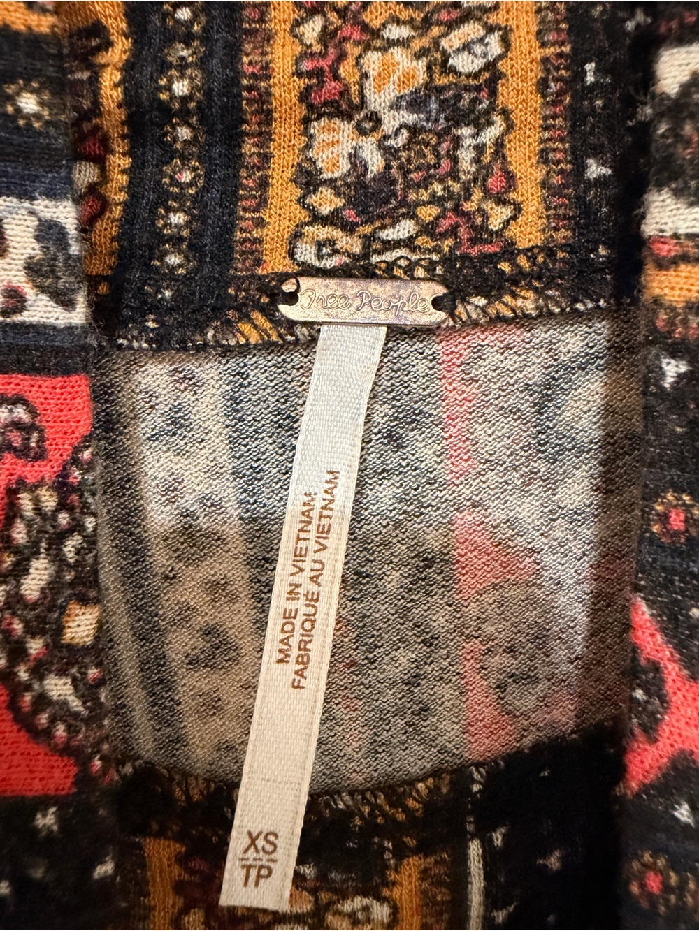 Free People XS Boho Paisley Tie Sleeve Long Sleeve Top Festival - Picture 2 of 7